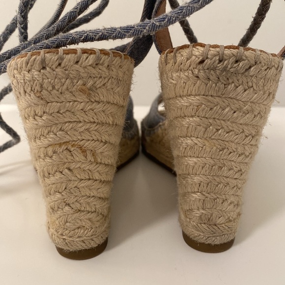 Joie Phyllis Espadrille Denim Lace Up Sandal Wedges - Picture 7 of 9